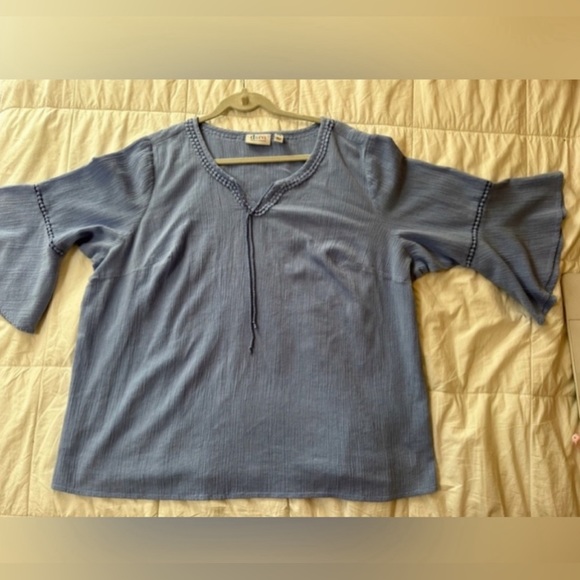 Women's Crepe Blouse - 3/4 inch bell sleeves - Size 2X | Denim&Co - Picture 5 of 12